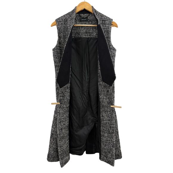 Karen Millen Black White Tweed Longline Vest Size 6 Sleeveless Classic Designer - Picture 6 of 11